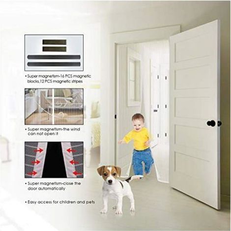 Moustiquaire magnétique pour porte-fenêtre - - 140x220 cm - Maillage ultra fin - Fermeture automatique (1/5)