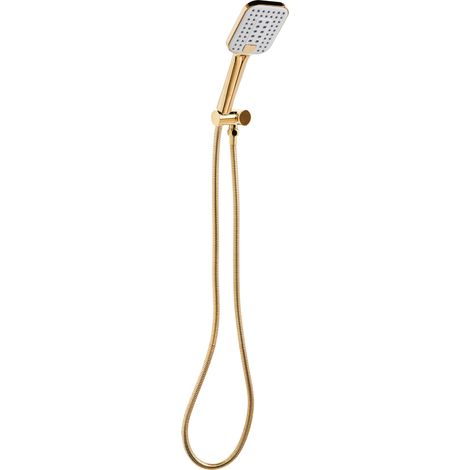 Conjunto de alcachofa y manguera clásico moderno 4 modos de chorro de metal dorado Tingo