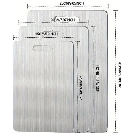 Set de 3 planches à découper – Acier inoxydable et titane – Lave-vaisselle – Tailles différentes (1/5)