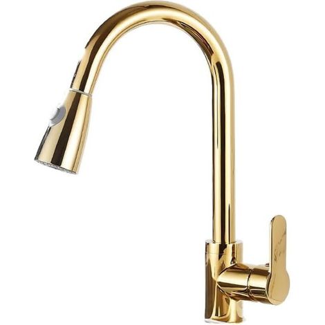 Ensemble Plomberie Cuisine Doré Cuivre Robinet 360° Rotation Mixte Eau Chaude Froide Montage Facile Maison (1/4)