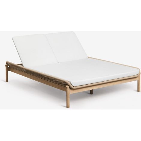 Chaise longue double inclinable en bois d'acacia et corde tressée Karvia SKLUM (1/5)