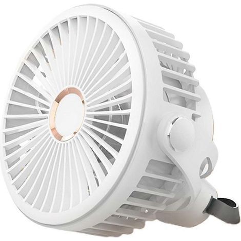 Ventilateur de bureau/suspension rechargeable USB 5000/10000 mAh pour voyages et escalade - Blanc (1/4)