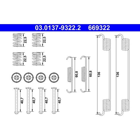 Kit d'accessoires, mâchoire de frein ATE 03.0137-9322.2 FORD 1782422