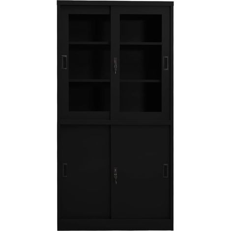 Maison Exclusive - Armadio per Ufficio Anta Scorrevole Nero 90x40x180 cm Acciaio