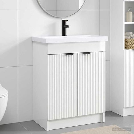 vidaXL Badezimmermöbel-Set Hochglanz Weiß 56 x 37,5 x 81 cm (1/5)