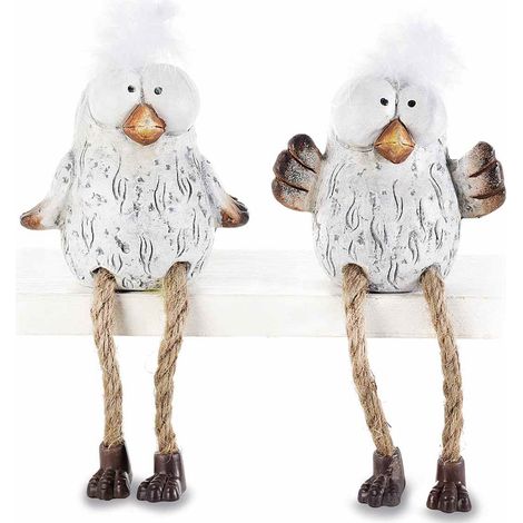 Pulcini gambelunghe in terracotta con cresta e piume, set da 4 pezzi, cm 10x9x12 H (con gambe 19)
