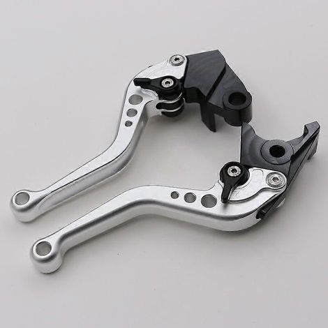 Convient pour la modification de la poignée de frein, d'embrayage et de klaxon en alliage d'aluminium pour moto Kawasaki ZX12R 00-05 (poignée courte argentée). (1/5)
