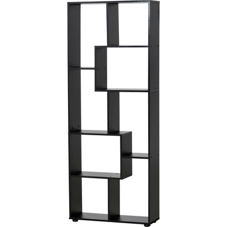 Bookshelf- Tall Bookcase- Modern Room Divider- 8 Cube Storage Unit- Freestanding Storage Shelf for Living Room- Bedroom- Home Office- 70 24 178 cm- Black (1/5)