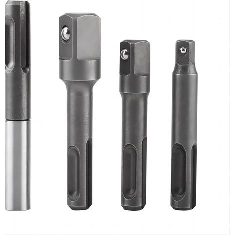 Screwdriver Bit Holder Kit, 4pcs SDS Adapter Extension Bar Socket Holder 1/4" Hex Socket and 1/4" 3/8" 1/2" Square Extension Connector (1/5)