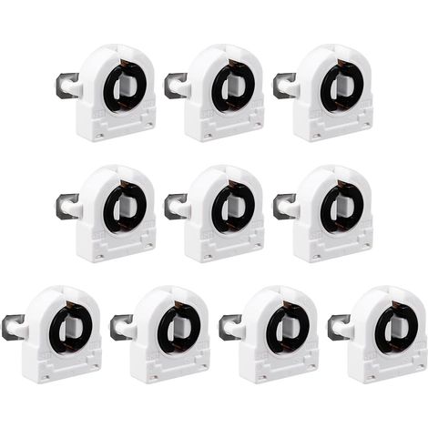 2A T8 LED Tube Douille x 10PCS Non Shunté Single Head Fluorescent Lampe Support G13 Base Lumière Douille pour LED Fluorescent Tube Rechanges, [Blanc] (1/5)
