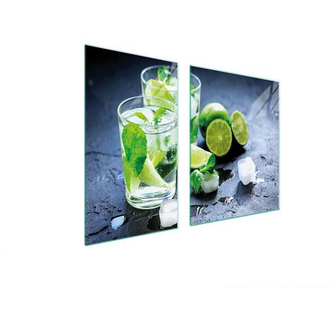 Glasplatte und Schneidebrett 100x52 Limette (1/5)
