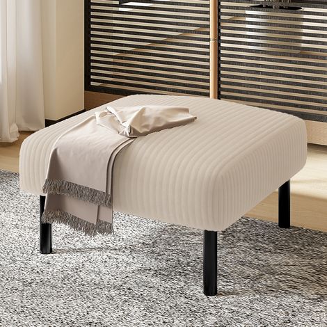 Pouf 56x51x39 cm, seduta imbottita, struttura in metallo, tessuto in corduroy beige (1/5)