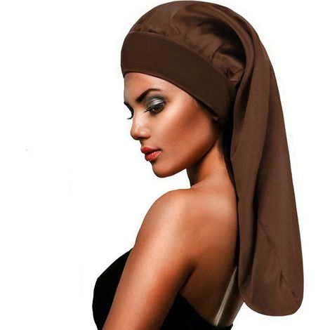 Bonnet en satin pour cheveux longs, bonnet de sommeil à bord large (1/3)