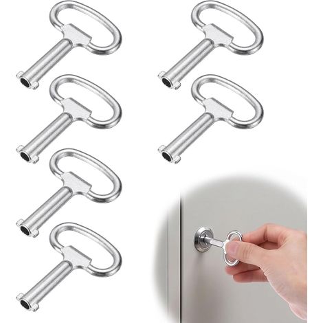 6 Pièces Clé Boîte aux Lettres Universelle, Clé Armoire Électrique en Alliage de Zinc, Clé Passe Partout pour Compteur d'Eau, Gaz, Radiateur et Placard de Distribution, Petit Format Zingué (1/5)