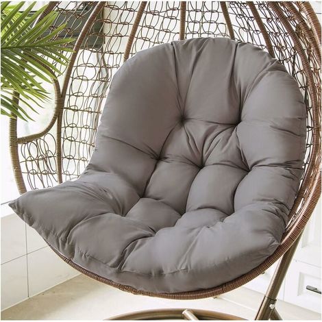 Coussin de Chaise pour Balançoire Panier Suspendu Coussin Fauteuil Rotin Papasan Épaissir Relax Rond Coussin de Chaise Accroché Oeuf Hamac Décoration, 80 x 120 cm(Color:Gris foncé) (1/5)