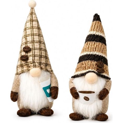 Lutin de Noël Café, Figurines de Lutin aux Grains de Café en Décoration d'automne, Nain d'automne pour Décoration de Comptoir, Cuisine et Café (1/5)