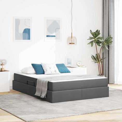 vidaXL Aufbewahrungsbett mit Matratze Dunkelgrau 140 x 200 cm (1/5)