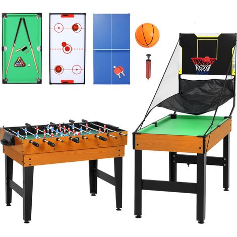 Table de jardin, Table multijeu 5 en 1, 134 x 108 x 144 cm, noyer (1/5)