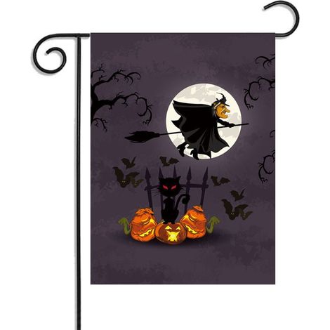 Drapeau d Halloween, drapeau d Halloween, drapeau de jardin américain série Halloween drapeau de jardin de cour d impression numérique double face en lin de style nordique (30 × 45 cm)