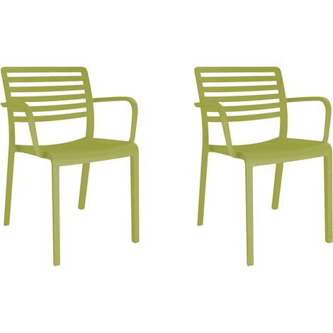 Set 2 sillas con brazos interior, exterior verde oliva LAMA Resol