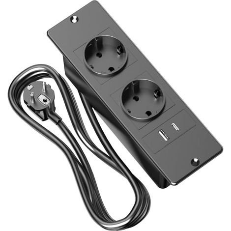 Multiprise de Table encastrée, 4000 W, Prise rétractable, multiprise 2 Voies avec USB-A et USB-C, Prise intégrée, Multiple pour Cuisine, Table, Bureau (1/5)