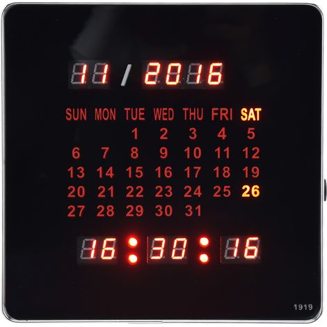 Horloge murale numérique élégante avec mémoire de coupure de courant, alarme LED, calendrier mural, prise 100-240 V (Royaume-Uni). (1/5)