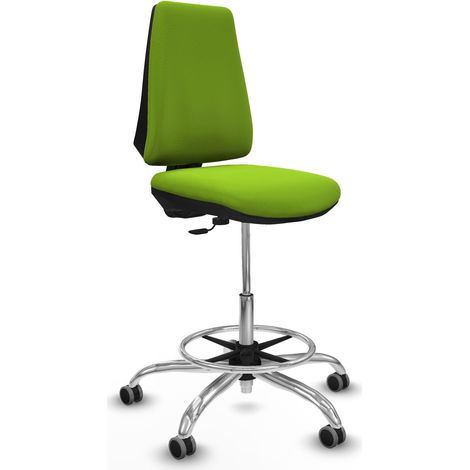 Taburete Elche CP similpiel pistacho base cromada ruedas 65mm engomadas