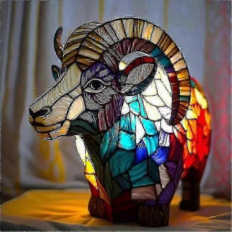 Lampe de table éléphant en résine colorée, décor maison style Tiffany, veilleuse artisanale, modèle élégant pour salon et chambre (1/5)