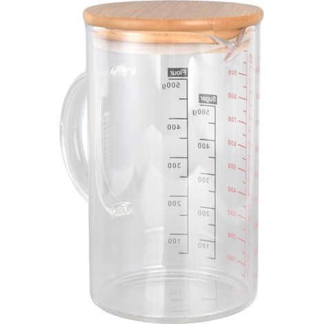 Tasse à mesurer en verre borosilicate avec bec verseur en V, graduation transparente et prise en main confortable, 1000 ml (1/5)