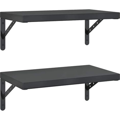 Maison Exclusive - Wandregale 2 Stk. 50x30 cm Schwarz Edelstahl