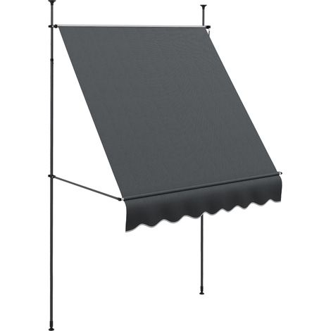 Store banne rétractable manuel à manivelle 200 x 120 x 210-300 cm, hauteur réglable, imperméable et anti-UV, gris foncé