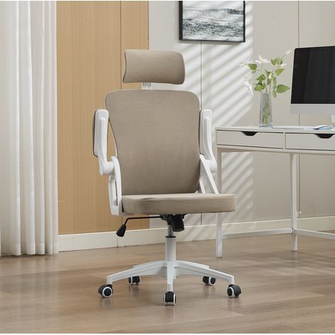Bürostuhl mit Klapparmlehnen, höhenverstellbar, Khaki OKMYHOME (1/5)