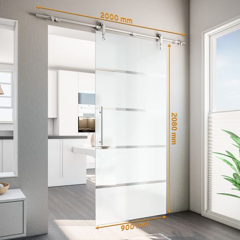 Schiebetür Glas Tür Blockstreifen Glasschiebetür 900 x 2080 mm offene Schiene