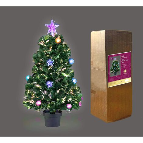 6ft Pre Lit Fibre Optic Christmas Tree PreLit Light Up LED Xmas Decoration 180cm (1/5)