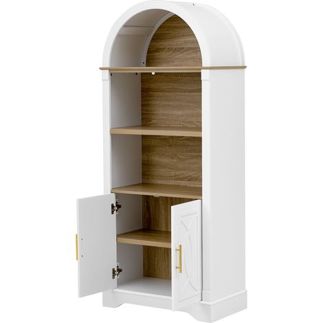 Vitrina alta blanca con estantes regulables e iluminación LED, 76,2 x 40,1 x 180 cm (1/5)