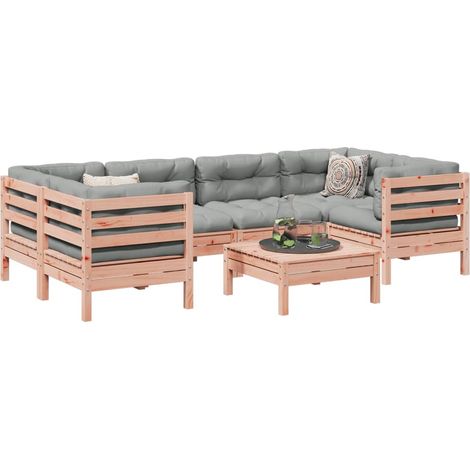 Set de sofás jardín 7 pzas con cojines madera abeto Douglas vidaXL (1/5)