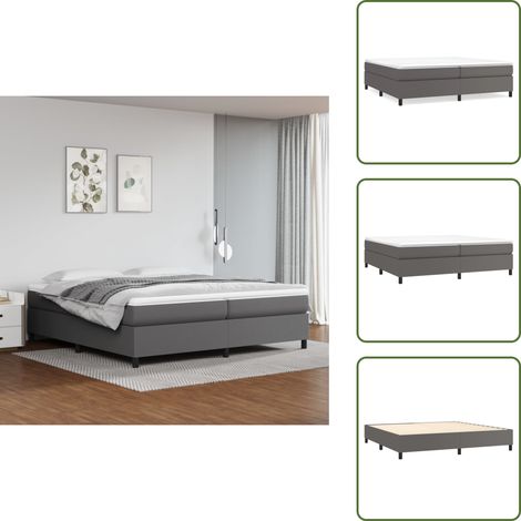 Boxspringbett mit Matratze Grau 200x200 cm Kunstleder - Boxspringbett - Doppelbett - Bettsofa - Luxusbett - Kunstlederbett (1/5)