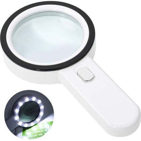 Loupe éclairante Ulisem, grossissement x30 avec 12 LED, loupe portative, pour la lecture, la bijouterie, les seniors, les malvoyants, l'observation et les loisirs créatifs. (1/4)