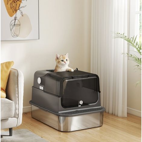 Arenero cerrado XXL 3 en 1 acero inoxidable OKMYHOME (1/2)