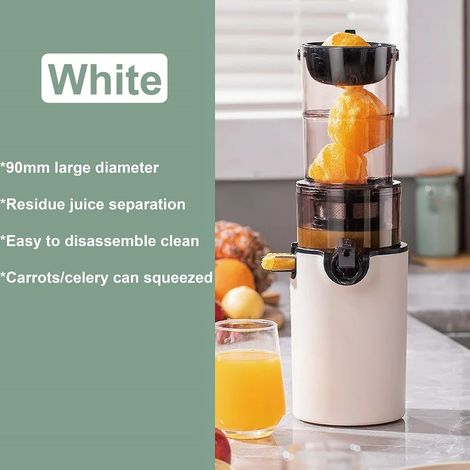 Extracteur de jus à basse vitesse (blanc) 2 L, extracteur de jus spiralé multifonctionnel pour fruits et légumes. (1/5)