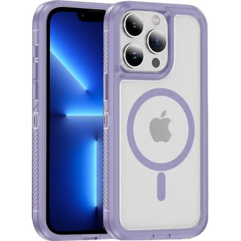Funda para iPhone 13 Pro con marco, compatible con MagSafe, transparente/morado (1/4)