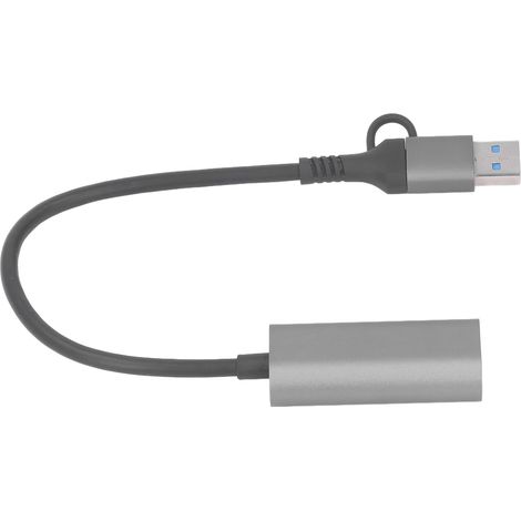 Adaptateur USB vers Ethernet Type-C RJ45 1000 Mbit/s, alliage d'aluminium, plug-and-play, hub USB 3.0 pour ordinateurs portables, ordinateurs de bureau et smartphones (RJ45 1000 Mbit/s) (1/5)