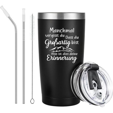 Edelstahl Thermobecher 600ml mit Spruch, Doppelwandig, für Heiß & Kalt (1/5)