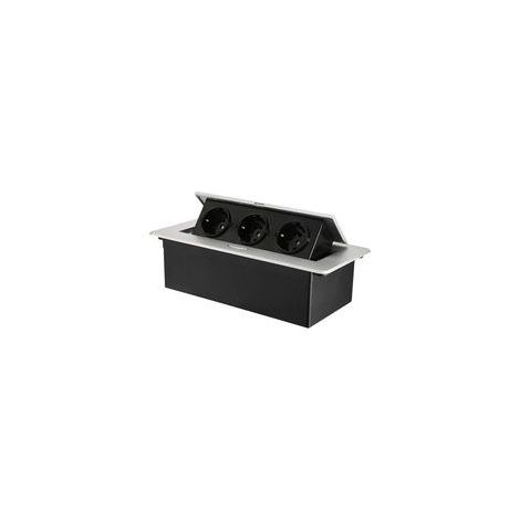 Prise encastrable escamotable 3 prises AC – Puissance 2500W – Design compact pour bureau et plan de travail – Installation facile