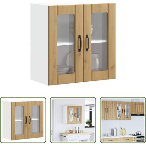 vidaXL Holzwerkstoff - Küchen-Hängeschrank mit Glastür Lucca Artisan-Eiche Holzwerkstoff (1/5)