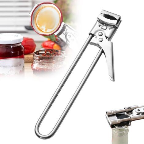 QORVA-Ouvre-Bocal Réglable en Acier Inoxydable, Pour Décapsuler les Couvercles de Conserve, Multifonction et Économique en Effort, Conçu pour les Personnes Âgées, Arthritiques et aux Mains Fa (1PCS) (1/5)