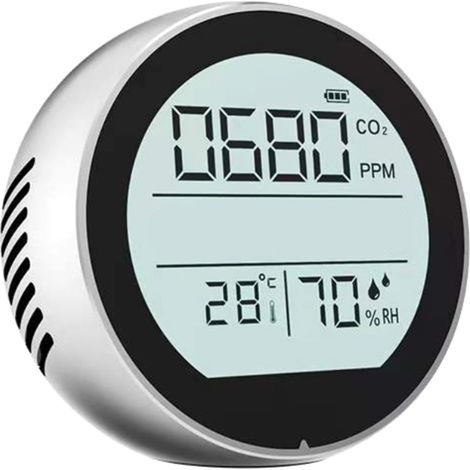 Détecteur CO2 NDIR 400-5000ppm – T°/HR, rechargeable USB, maison/bureau/serre (1/5)