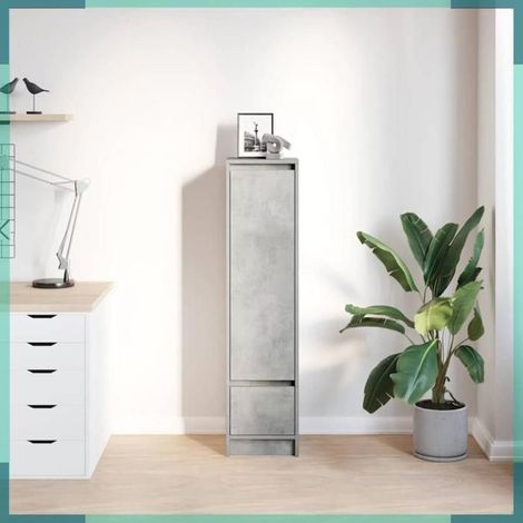 861655 Buffet haut gris béton 29,5x34x119,5 cm bois d'ingénierie (1/5)