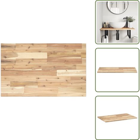 The Living Store Dessus de meuble de salle de bain non traité bois d'acacia - Dessus de table en bois (1/5)