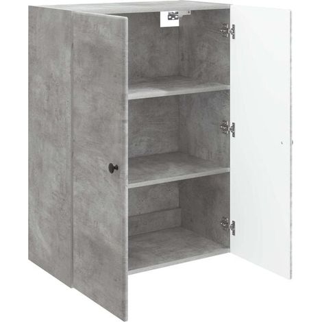 Meuble de Rangement Mural 66 x 34,5 x 90 cm en Bois d'Ingénierie, Couleur Gris Béton (1/5)